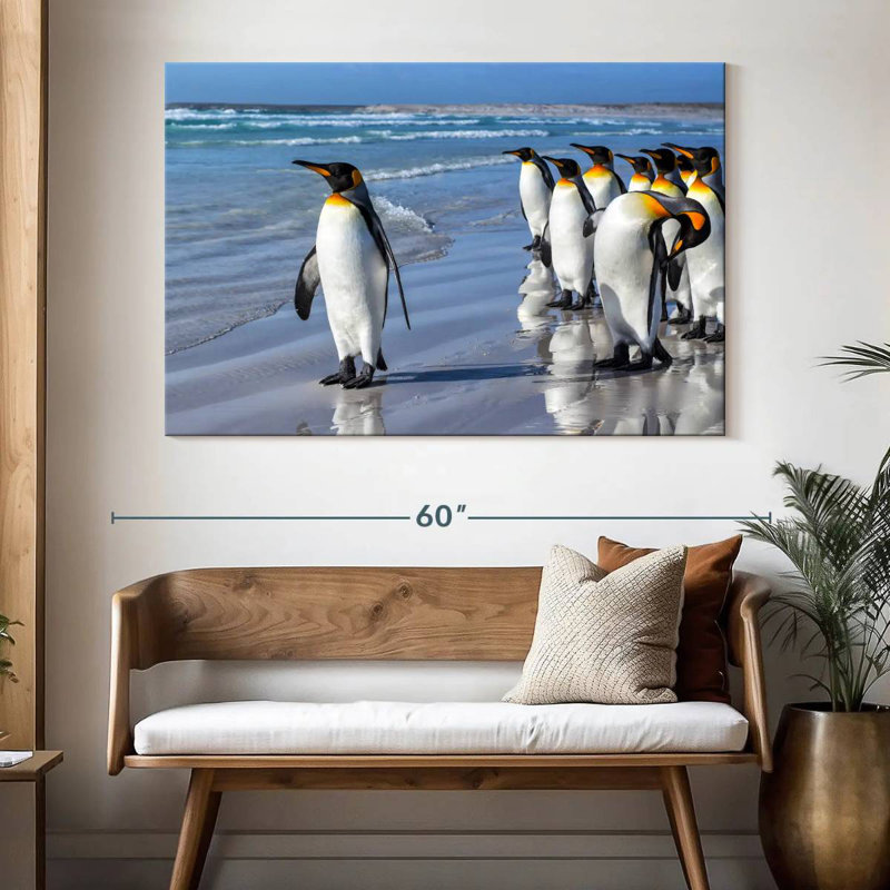 Pingouins bruns dans la plage, H 34 po x l 51 po