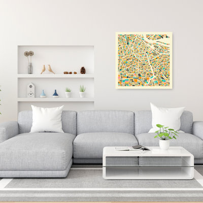 «Colorful Amsterdam Map Abstract Colorful Geometric Architecture City», reproduction d'art murale