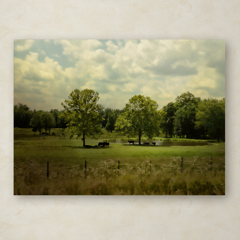 Vidur «Cattle Pond in Summer», reproduction de photo sur toile tendue, H 18 po x l 24 po