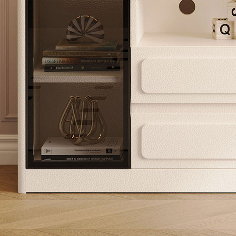 Meuble télé minimaliste de style crème, 23,62 po H x 78,74 po L x 13,78 po P