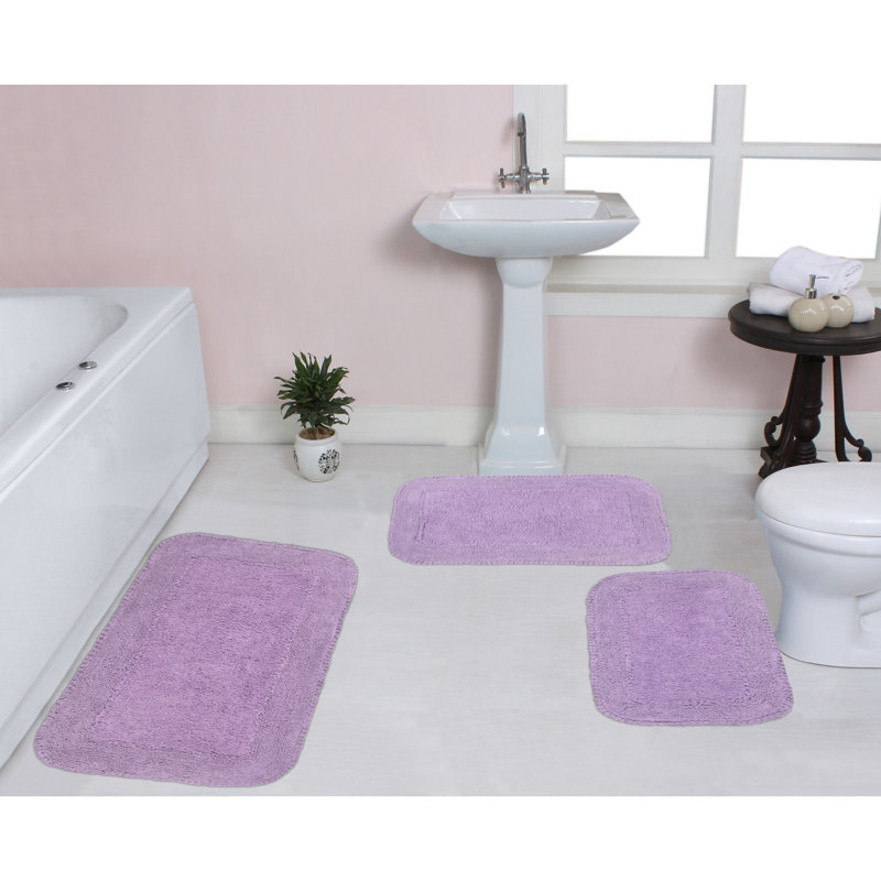 Tapis pour salle de bain 100% coton avec envers en latex Brunton Collection (ensemble de 5), Mauve