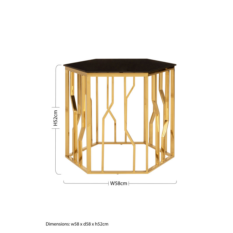 Gold and Black Hexagonal Side Table