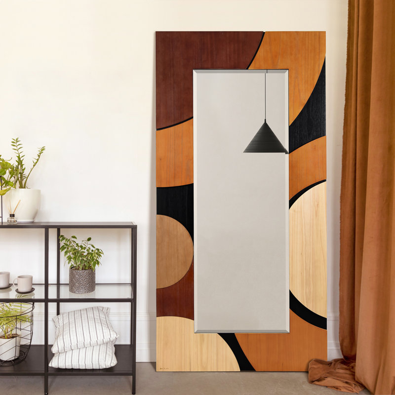 Miroir incliné en bois de paulownia massif fabriqué à la main «Curved Elegance» taille 80 po x 40 po