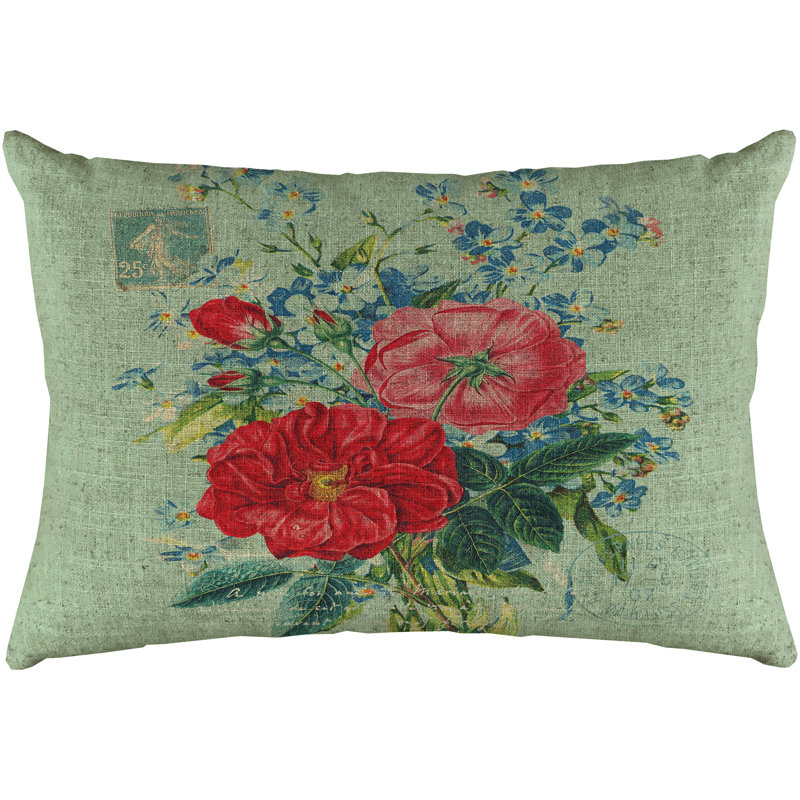  Colorful Flowers Linen Floral Lumbar Pillow