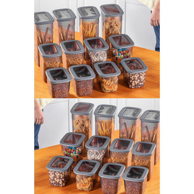 Durable Storage Box Set (24 Pieces), Anthracite Color | 8 Boxes: 4.7 x 6.5 x 4.4 in (1300 ml), 8 Boxes: 4.7 x 6.5 x 6.5 in (2000 ml), 8 Boxes: 4.7 x 6.5 x 10.8 in (3200 ml) | 100% Plastic, BPA Free, Dishwasher Safe, Perfect for Organizing Home & Kitchen