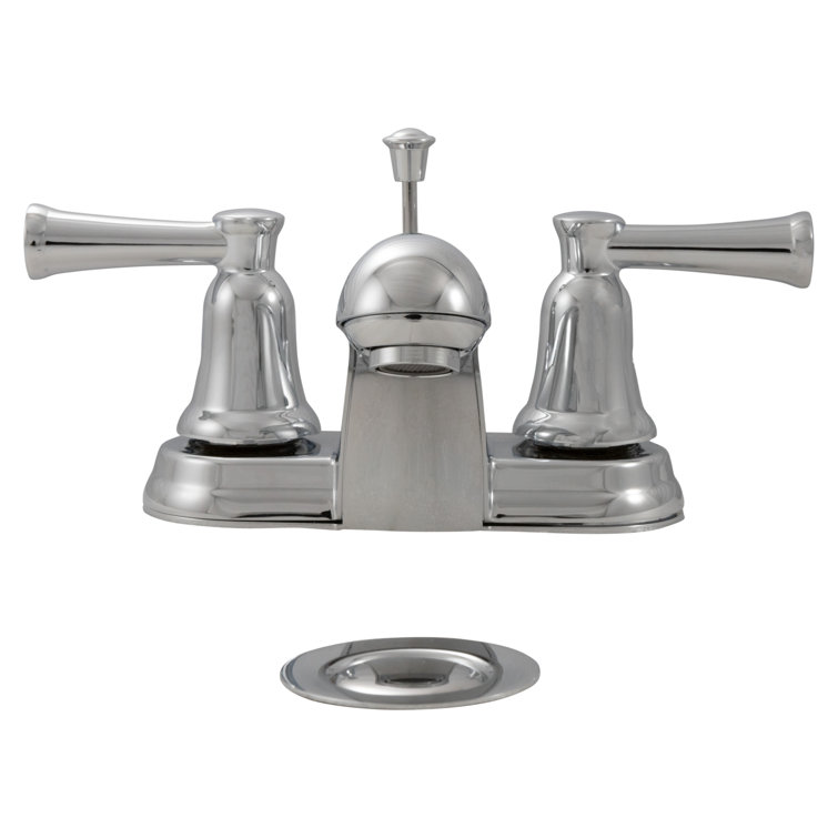 FlowCurve 4 in. Centerset 2-Handle Bathroom Faucet with 50/50 Pop-Up Drain in Polished Chrome
