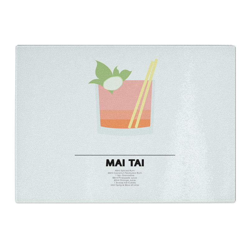 Mai Tai Cocktail Chopping Board, 20cm W x 28.5cm L