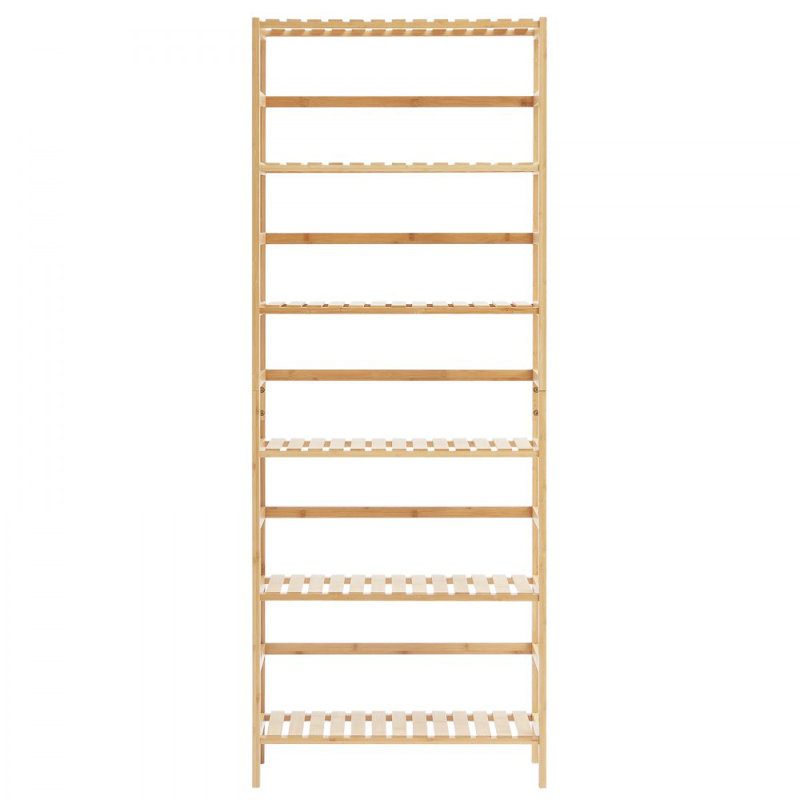 6-Tier Bamboo Shelf, Rattan Shelf, Open Wood Bookshelf, Display Storage Rack Organizer, Freestanding Flower Plant Stand, Multifunctional Bamboo Bookshelf Ideal for Bathroom, Bedroom, Office, Study, Natural