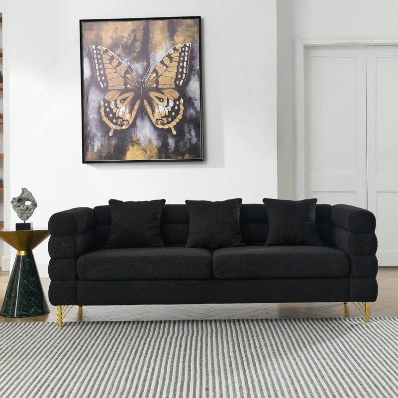Canapé modulaire surdimensionné à 3 places, canapé modulaire en tissu Comfort, H 28 po x l 81 po x P 32 po, Noir