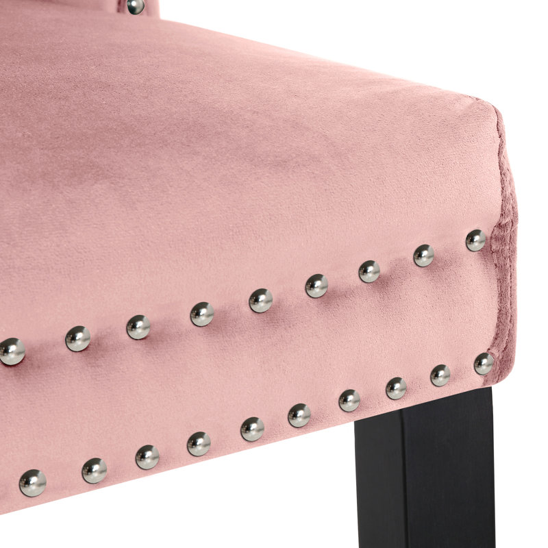 Chaise parsons rembourrée en velours Kirsten, Rose