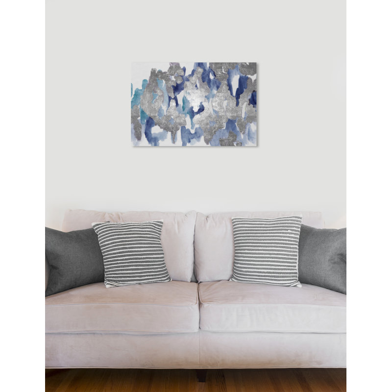 Abstrait gris / bleu / blanc Palais - peinture sur toile tendue, 20 po x 30 p
