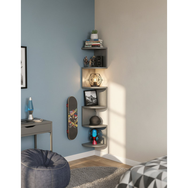 Corner Shelf, 5 Tier Floating Shelves For Wall, Easy-to-assemble Wall Mount Corner Shelves For Bedrooms And Living Rooms