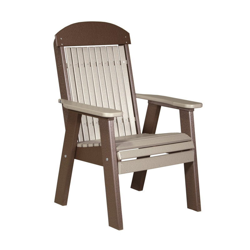 Solok Plastic Outdoor Bench, Weatherwood/Chestnut Brown