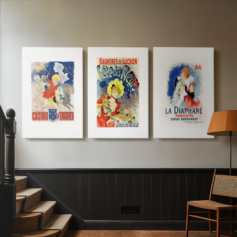 Casino D'Enghien - Toile tendue avec châssis - 3 pièces, H 18 po x l 36 po
