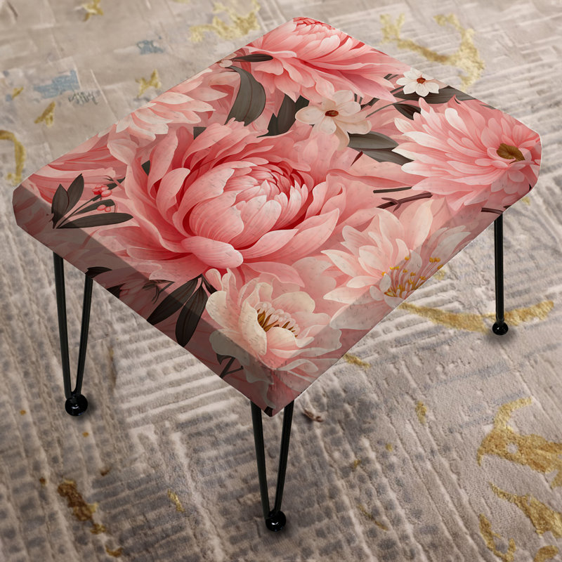 Repose-pieds rose floral pivoine délicatesse I