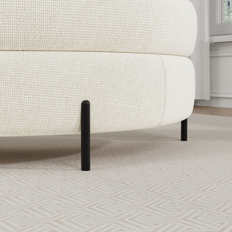 47.2" W Modern Half Moon-shaped Storage Ottoman With Metal Legs, Beige