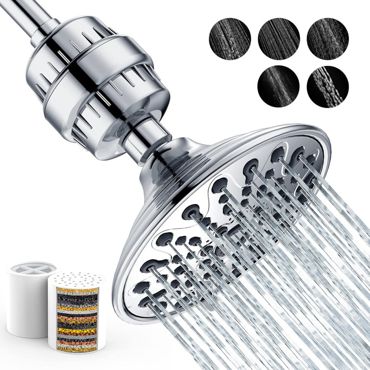 Shower Head With 20 Stage Shower Filter -6 Settings Filtered Shower Head For Hard Water,2 Pcs Water Softener Filter Cartridge For Remove Chlorine And Harmful Substances