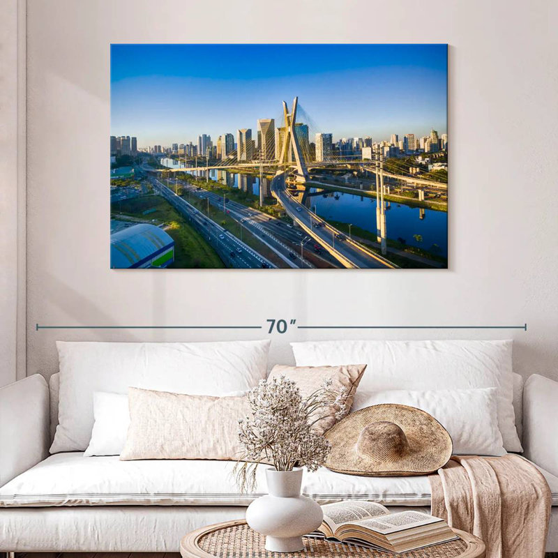Mehar, pont et paysage urbain de sao paulo, H 32 po x l 48 po