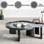 Table basse vert noirâtre et chêne fumé