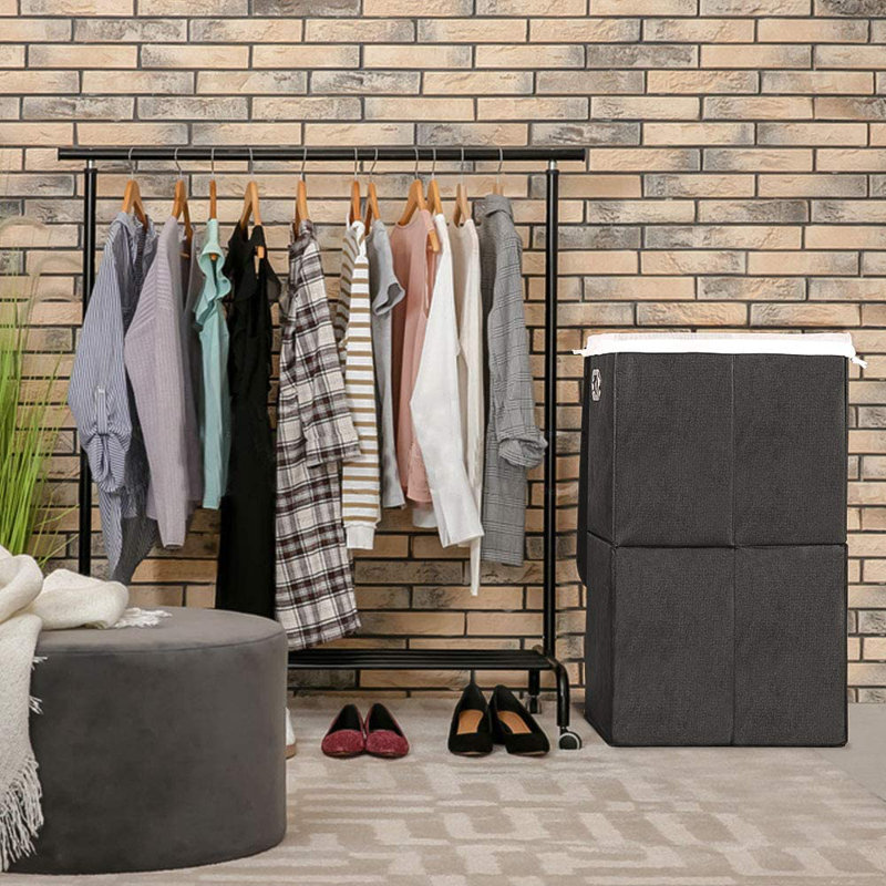Nex Fabric Laundry Hamper with Handles, Black