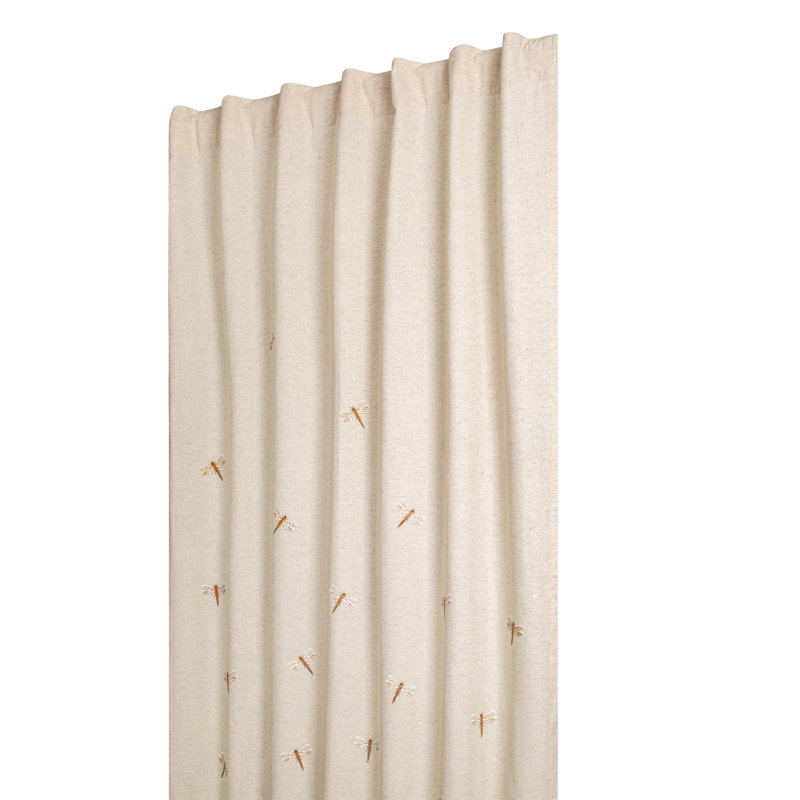 Linen Curtains with Dragonfly Print– Room Darkening, Flax Linen Drapes for Natural Decor, 50" W x 96" L