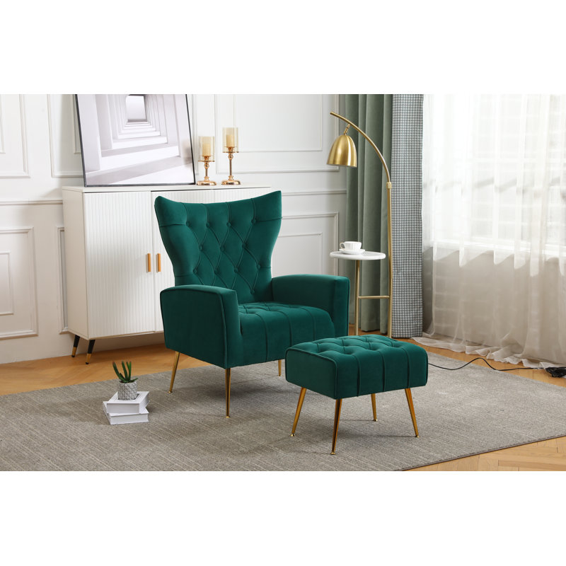 Fauteuil d'appoint avec repose-pieds Wickham Polperro, Vert