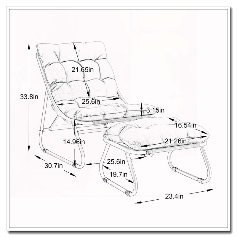 Chaise longue d'extérieur avec repose-pieds pour patio, Beige
