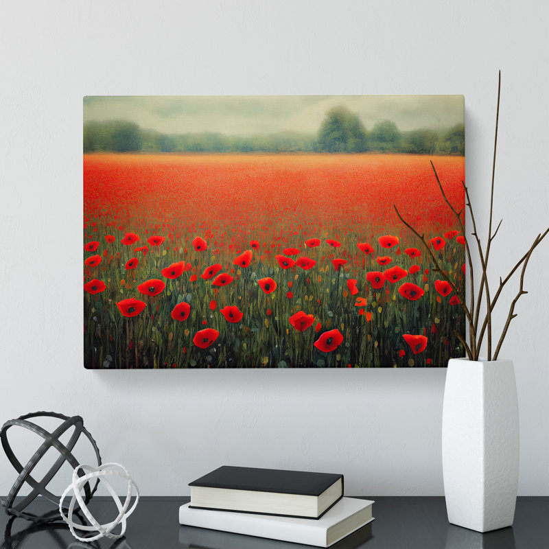 Splendid Poppies Flowers - Wrapped Canvas Print, 35cm H x 50cm W x 3cm D