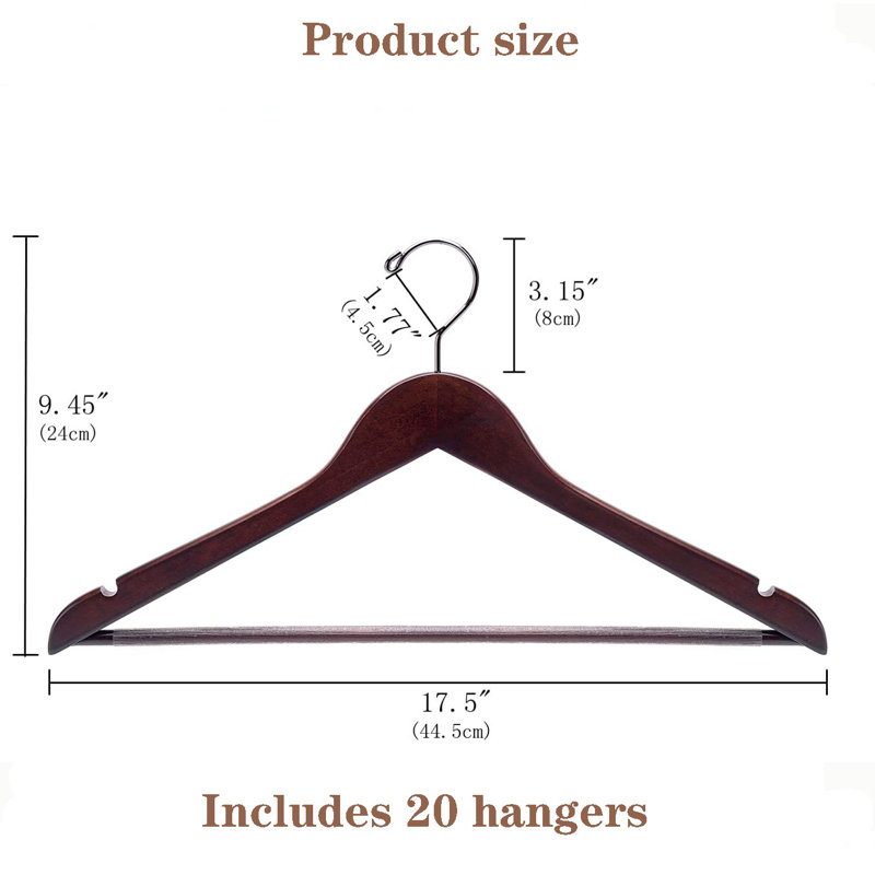 Cintres en bois antidérapants et durables, 20