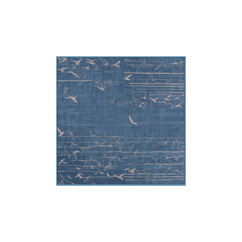 Machine Washable Blue Area Rug, Square 3'