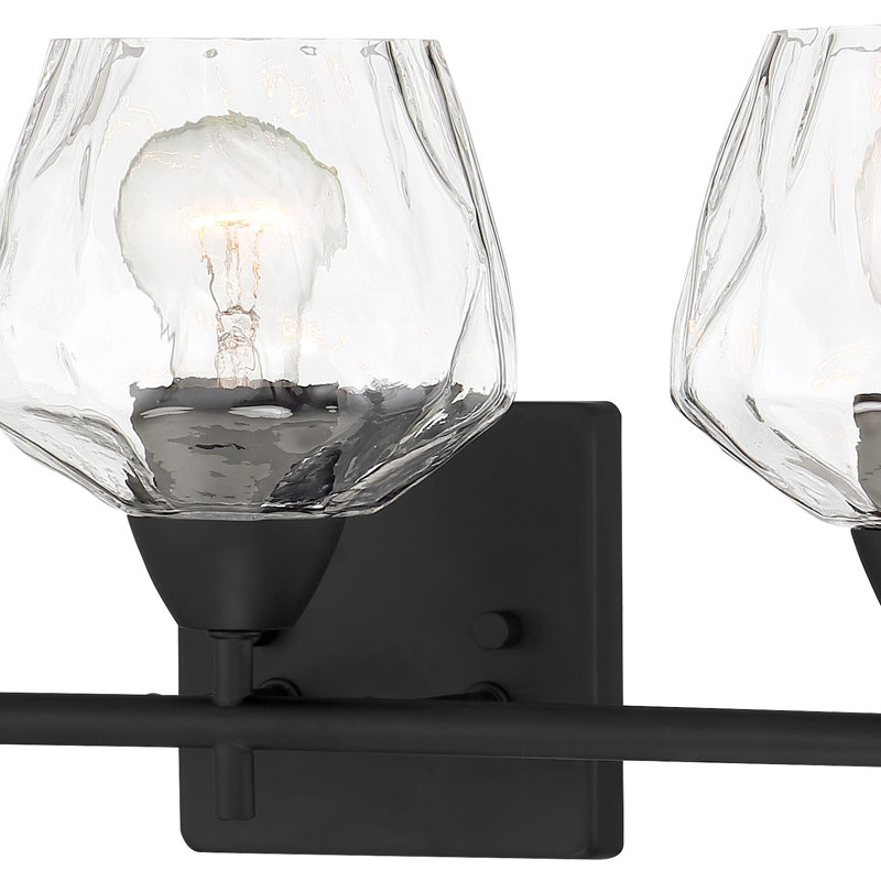 Highland Dunes Muro Brushed Nickel With Etched Opal Vanity Light, Coal, Clear