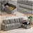 Upholstered L-Shaped Sleeper Sofa, Pull Out Couch With Storage Chaise-2078951386