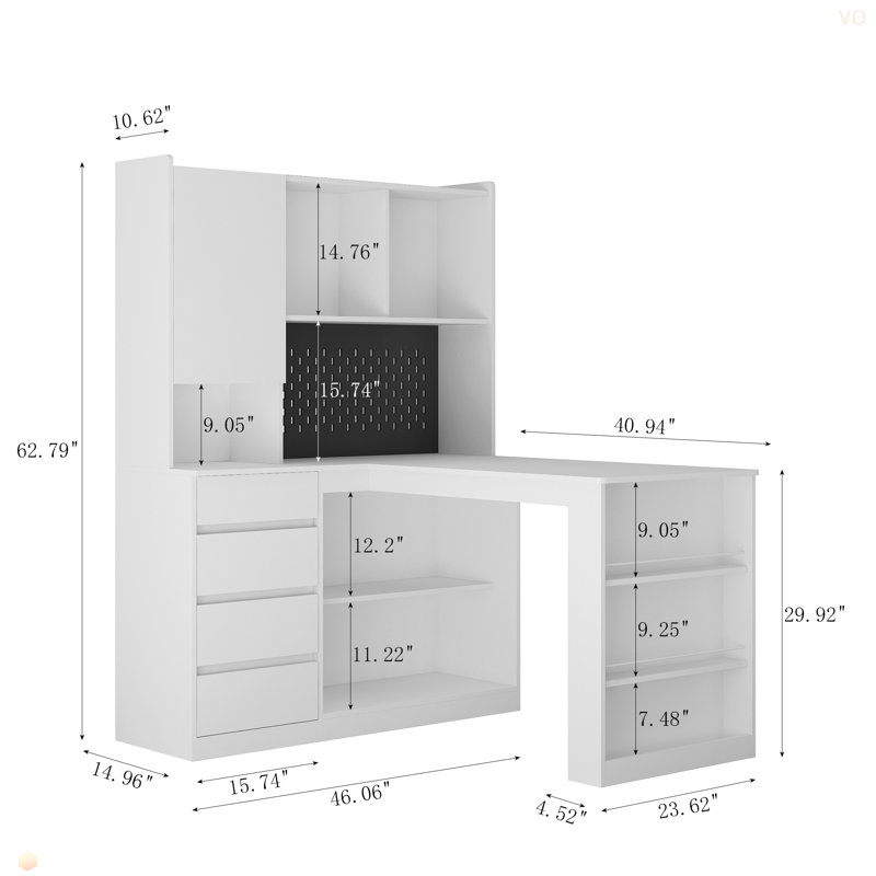 L Shaped Desk With Charger,Computer Desk With Drawers,Bookshelf,With LED Light,Modern Corner Desk,Home Office Desk,L-Shaped Study Table Writing Desk,Corner Gaming Computer Desk With Storage
