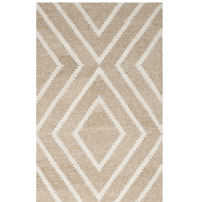 Tapis géométrique en viscose / laine tissé à la main Whittlesey