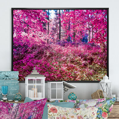 «Path Into Pink and Purple Forest IV», reproduction sur cadre flottant sur toile