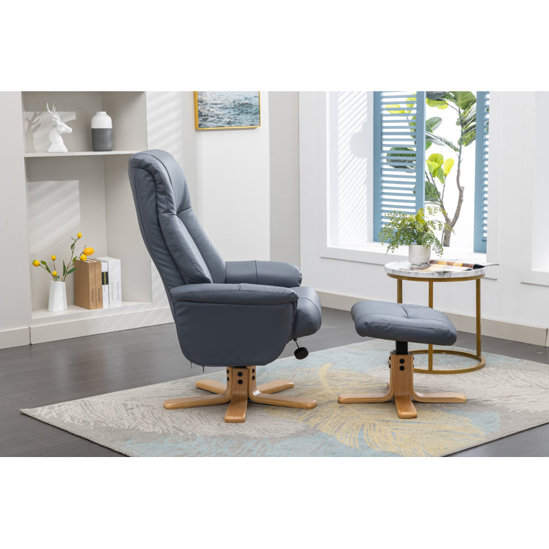 Asawer 76cm Wide Swivel Standard Recliner, Petrol Blue