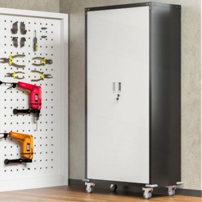 Armoires de garage avec portes verrouillables et 4 tablettes réglables