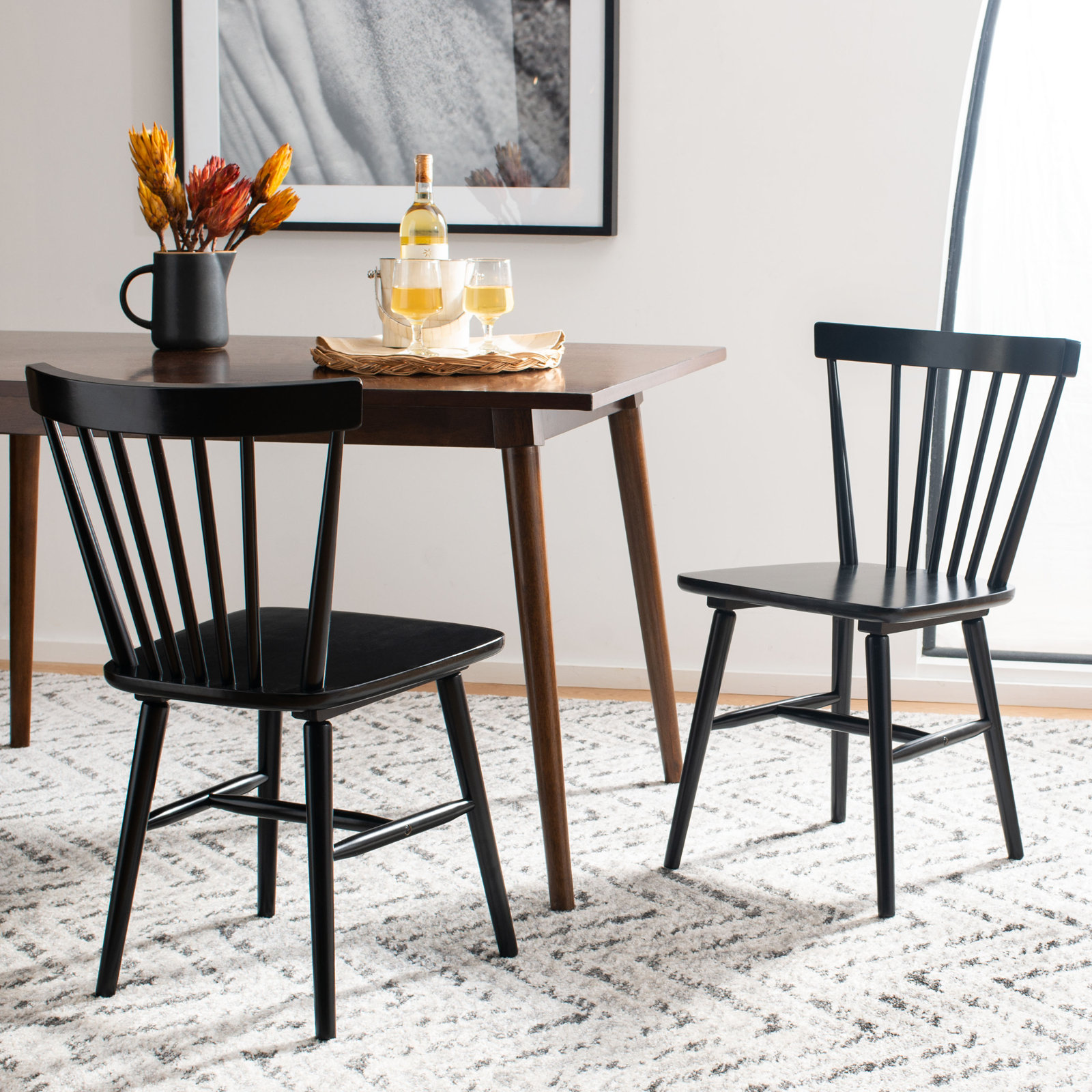 Antoya Solid Wood Dining Chair, Black