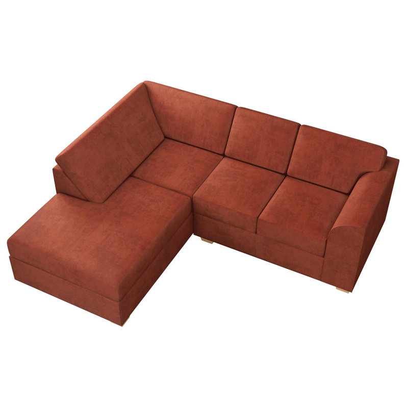 Modo L Shaped Sofa With Corner, Fixed Back, Left Hand Facing, Marmalade Polyester