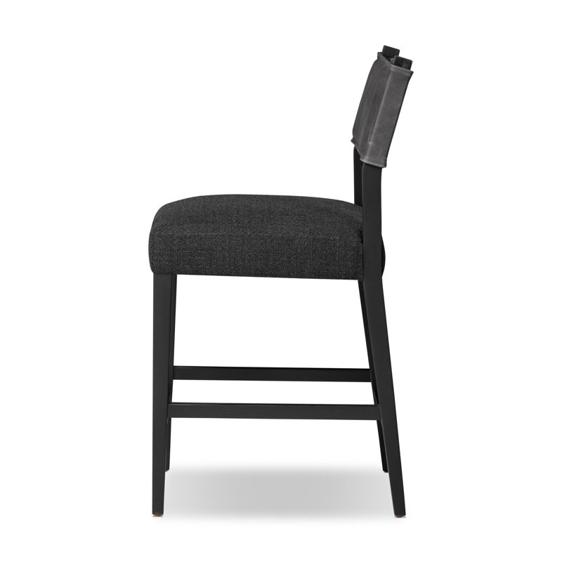 Ferris Stool, Counter Stool (25.98" Seat Height), Gibson Black/Palermo Black Polyester Blend/Leather, Black Ash