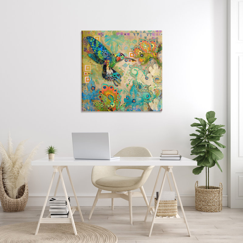Colibri sur toile par Evelia Designs, H 36 po x l 36 po x P 1,5 po