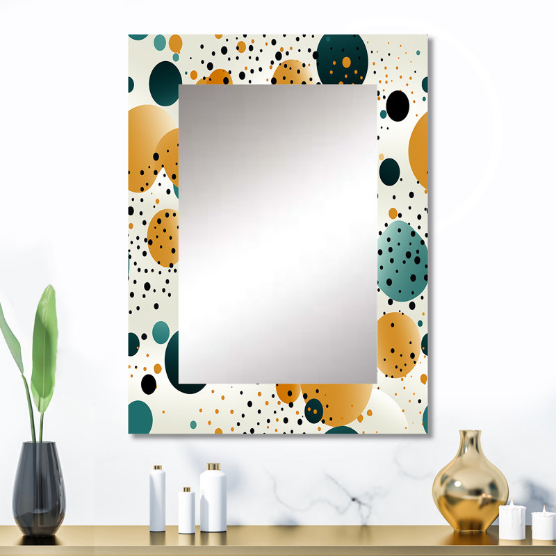 Dames Moroccan Influence Polka Dots Pattern - Polka dots  Unique Wall Mirror, Modern Mirror, Printed Metal Art, 32" x 24"