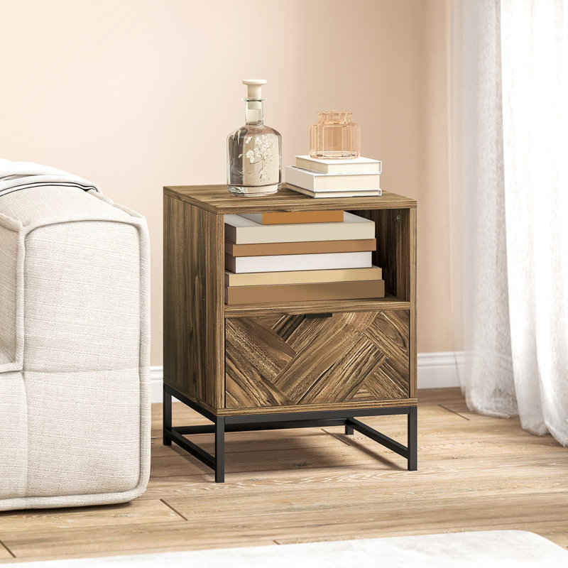 40cm W Manufactured Wood Bedside Table, Brown