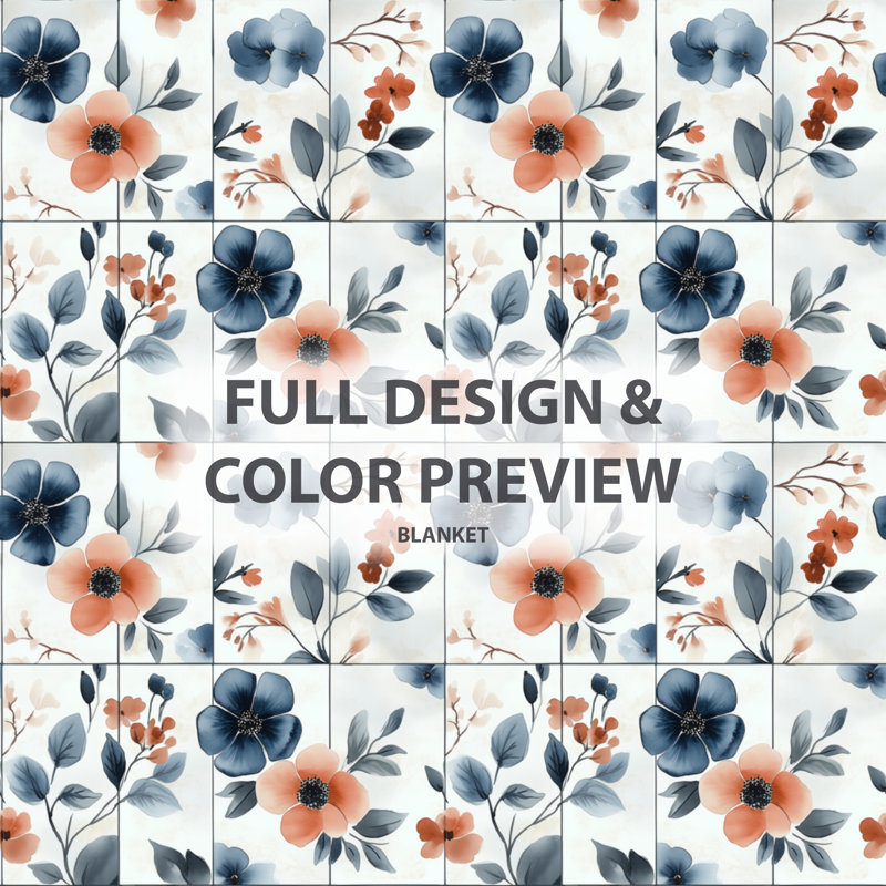 Floral Patch II - couverture en patchwork bleu, jeté en peluche rétro