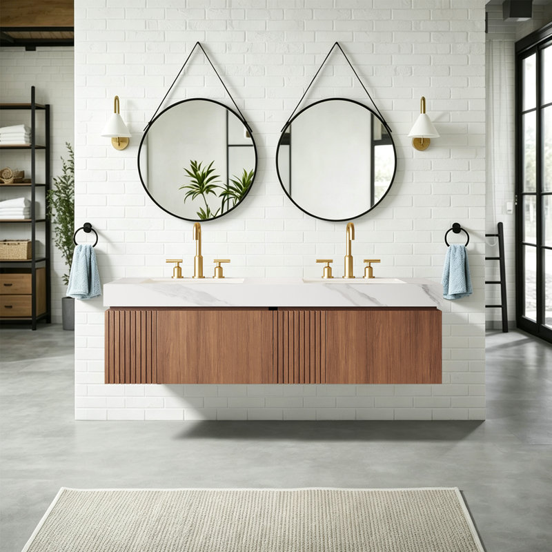 Meuble-lavabo mural de luxe de style moderne Mid-Century