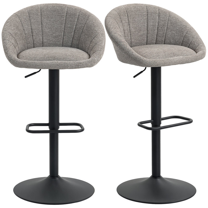 HOMCOM Swivel Bar Stools Set of 2 Height Adjustable Bar Chairs, Grey