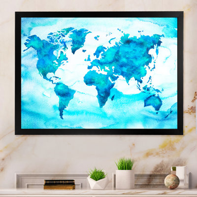 " World Map Blue Green Tone II "