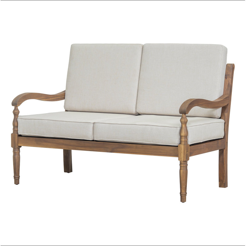 Causeuse d'extérieur en bois d'acacia avec coussins