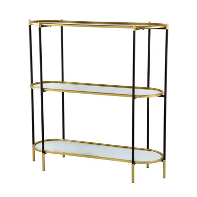 Metal Console Table, Mirrored Shelf