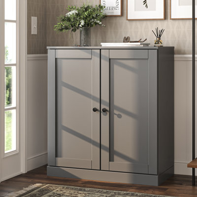 100% Solid Wood Shoe Storage Cabinet with Shaker Doors, Adjustable Shelves, Space Saving Stackable Entryway Organizer, 32" W x 35.75" H